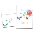 Load image into Gallery viewer, The cover of Tree-Free's Dream Big Balloons card, along with its matching envelope.
