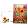 Load image into Gallery viewer, The cover of Tree-Free's Pumpkins And Sunflowers Thanksgiving Card card, along with its matching envelope.