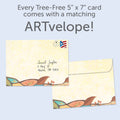 Load image into Gallery viewer, The envelope for Tree-Free’s Fall Colors Thanksgiving Card card, along with the following text: “Every Tree-Free 5x7 card comes with a matching ARTvelope!”