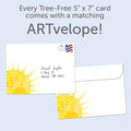 Load image into Gallery viewer, The envelope for Tree-Free’s Positive Vibes Only All Occasion Card card, along with the following text: “Every Tree-Free 5x7 card comes with a matching ARTvelope!”