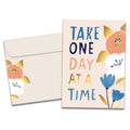Load image into Gallery viewer, The cover of Tree-Free's One Day At A Time Get Well Card card, along with its matching envelope.