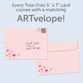 Load image into Gallery viewer, The envelope for Tree-Free’s Owl Pair card, along with the following text: “Every Tree-Free 5x7 card comes with a matching ARTvelope!”