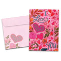 Load image into Gallery viewer, The cover of Tree-Free's I Love You Floral card, along with its matching envelope.