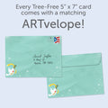 Load image into Gallery viewer, The envelope for Tree-Free’s Peace Dove Holiday Card card, along with the following text: “Every Tree-Free 5x7 card comes with a matching ARTvelope!”