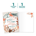 Load image into Gallery viewer, The cover and inside of Tree-Free’s Grateful And Happy Thanksgiving Card card, along with the following text: “1 greeting card, 1 matching envelope”