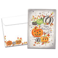 Load image into Gallery viewer, The cover of Tree-Free's Spooky Spiders And Pumpkins Halloween Card card, along with its matching envelope.