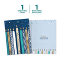Load image into Gallery viewer, The cover and inside of Tree-Free’s Menorah Candles Hanukkah Card card, along with the following text: “1 greeting card, 1 matching envelope”
