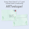 Load image into Gallery viewer, The envelope for Tree-Free’s Floral Menorah card, along with the following text: “Every Tree-Free 5x7 card comes with a matching ARTvelope!”