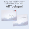 Load image into Gallery viewer, The envelope for Tree-Free’s Peace In Winters Night card, along with the following text: “Every Tree-Free 5x7 card comes with a matching ARTvelope!”