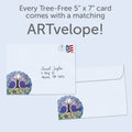 Load image into Gallery viewer, The envelope for Tree-Free’s Longest Night Mandala card, along with the following text: “Every Tree-Free 5x7 card comes with a matching ARTvelope!”
