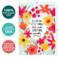 Load image into Gallery viewer, The cover of Tree-Free’s Little Things card with lines demonstrating its 5x7 dimensions, along with the following text: “100% PCW recycled paper, proudly made in the USA, sustainably printed on extra-thick card stock”