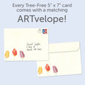 Load image into Gallery viewer, The envelope for Tree-Free’s Patience Kindness card, along with the following text: “Every Tree-Free 5x7 card comes with a matching ARTvelope!”