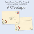 Load image into Gallery viewer, The envelope for Tree-Free’s Greatest Joy card, along with the following text: “Every Tree-Free 5x7 card comes with a matching ARTvelope!”