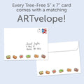 Load image into Gallery viewer, The envelope for Tree-Free’s Toasting You card, along with the following text: “Every Tree-Free 5x7 card comes with a matching ARTvelope!”