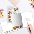 Load image into Gallery viewer, The inside of Tree-Free’s Toasting You card, with the cover and envelope in the background.