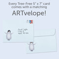 Load image into Gallery viewer, The envelope for Tree-Free’s One in a Million card, along with the following text: “Every Tree-Free 5x7 card comes with a matching ARTvelope!”