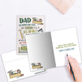Load image into Gallery viewer, The inside of Tree-Free’s Dad's Tools card, with the cover and envelope in the background.