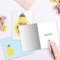 Load image into Gallery viewer, The inside of Tree-Free’s Bright Future card, with the cover and envelope in the background.