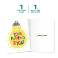 Load image into Gallery viewer, The cover and inside of Tree-Free’s Bright Future card, along with the following text: “1 greeting card, 1 matching envelope”