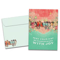 Load image into Gallery viewer, The cover of Tree-Free's Overcrowded With Joy card, along with its matching envelope.