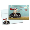 Load image into Gallery viewer, The cover of Tree-Free's Racing By card, along with its matching envelope.