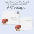 Load image into Gallery viewer, The envelope for Tree-Free’s Fantas-Taco card, along with the following text: “Every Tree-Free 5x7 card comes with a matching ARTvelope!”