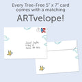 Load image into Gallery viewer, The envelope for Tree-Free’s Whaley Happy card, along with the following text: “Every Tree-Free 5x7 card comes with a matching ARTvelope!”