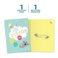 Load image into Gallery viewer, The cover and inside of Tree-Free’s Cute Little One card, along with the following text: “1 greeting card, 1 matching envelope”