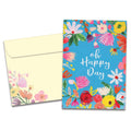 Load image into Gallery viewer, The cover of Tree-Free's Oh Happy Day card, along with its matching envelope.