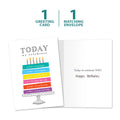 Load image into Gallery viewer, The cover and inside of Tree-Free’s Celebrate You card, along with the following text: “1 greeting card, 1 matching envelope”