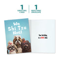Load image into Gallery viewer, The cover and inside of Tree-Free’s Shi Tzu Not card, along with the following text: “1 greeting card, 1 matching envelope”