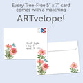 Load image into Gallery viewer, The envelope for Tree-Free’s Serenity Happiness Love card, along with the following text: “Every Tree-Free 5x7 card comes with a matching ARTvelope!”