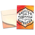 Load image into Gallery viewer, The cover of Tree-Free's Millennial With Kombucha card, along with its matching envelope.