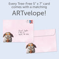 Load image into Gallery viewer, The envelope for Tree-Free’s Spa Day card, along with the following text: “Every Tree-Free 5x7 card comes with a matching ARTvelope!”