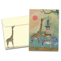 Load image into Gallery viewer, Cover of New Heights Birthday card (featuring artwork of several animals standing on top of each other) and its matching envelope