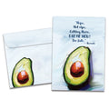Load image into Gallery viewer, The cover of Tree-Free's Ripe Avocados card, along with its matching envelope.