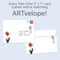 Load image into Gallery viewer, The envelope for Tree-Free’s Floating On A Bubble card, along with the following text: “Every Tree-Free 5x7 card comes with a matching ARTvelope!”