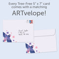 Load image into Gallery viewer, The envelope for Tree-Free’s Whimsical Bird card, along with the following text: “Every Tree-Free 5x7 card comes with a matching ARTvelope!”
