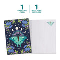 Load image into Gallery viewer, The cover and inside of Tree-Free’s Lunar Moth card, along with the following text: “1 greeting card, 1 matching envelope”