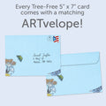 Load image into Gallery viewer, The envelope for Tree-Free’s Fills My Heart card, along with the following text: “Every Tree-Free 5x7 card comes with a matching ARTvelope!”