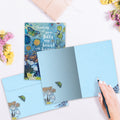 Load image into Gallery viewer, The inside of Tree-Free’s Fills My Heart card, with the cover and envelope in the background.