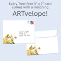 Load image into Gallery viewer, The envelope for Tree-Free’s Sending Love Birdie card, along with the following text: “Every Tree-Free 5x7 card comes with a matching ARTvelope!”