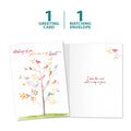 Load image into Gallery viewer, The cover and inside of Tree-Free’s Song In My Heart card, along with the following text: “1 greeting card, 1 matching envelope”
