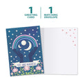 Load image into Gallery viewer, The cover and inside of Tree-Free’s Magical Sky card, along with the following text: “1 greeting card, 1 matching envelope”