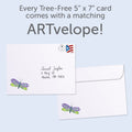 Load image into Gallery viewer, The envelope for Tree-Free’s Strong and Brave card, along with the following text: “Every Tree-Free 5x7 card comes with a matching ARTvelope!”