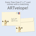 Load image into Gallery viewer, The envelope for Tree-Free’s Strength Chick card, along with the following text: “Every Tree-Free 5x7 card comes with a matching ARTvelope!”