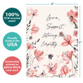 Load image into Gallery viewer, The cover of Tree-Free’s Unlimited Empathy card with lines demonstrating its 5x7 dimensions, along with the following text: “100% PCW recycled paper, proudly made in the USA, sustainably printed on extra-thick card stock”