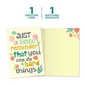 Load image into Gallery viewer, The cover and inside of Tree-Free’s Little Reminder card, along with the following text: “1 greeting card, 1 matching envelope”