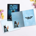 Load image into Gallery viewer, The inside of Tree-Free’s Force Is Strong card, with the cover and envelope in the background.