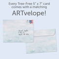 Load image into Gallery viewer, The envelope for Tree-Free’s Listening Waterlilies card, along with the following text: “Every Tree-Free 5x7 card comes with a matching ARTvelope!”